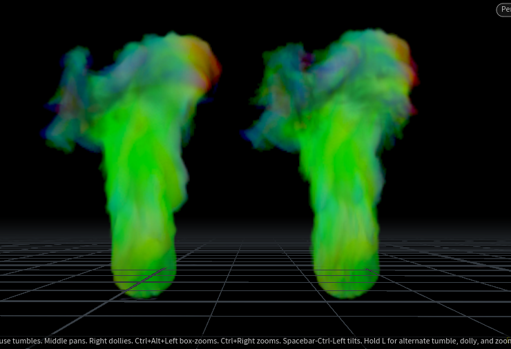 The left one is Semi-Lagrangian with Noise. The right one is BiMocq2 with Noise